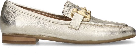 Manfield - Dames - Gouden leren loafers met goudkleurig detail - Maat 37