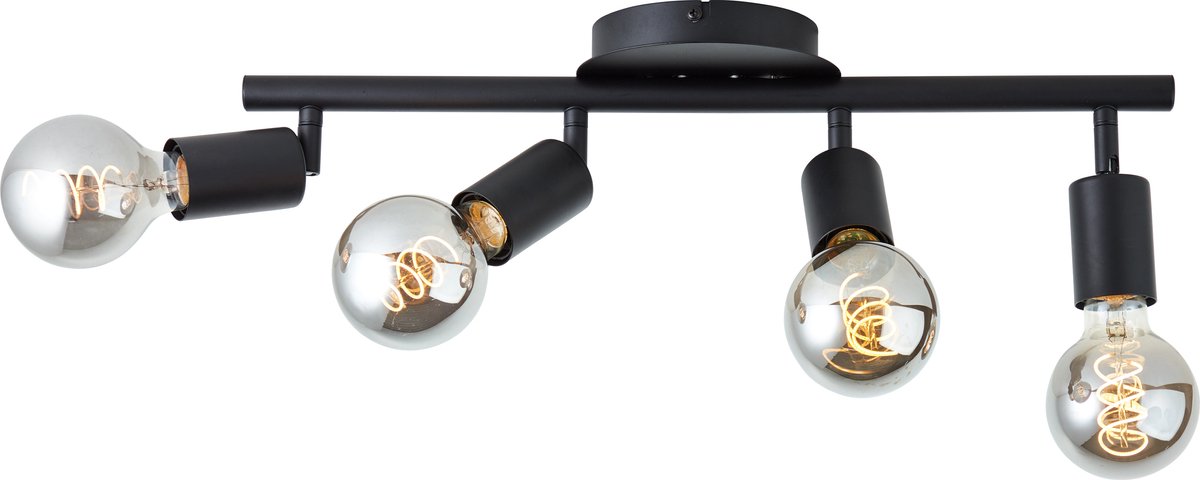 Brilliant lamp Tiffany spotlight buis 4-lamps zwart mat zwart 4x A60, E27, 28 W