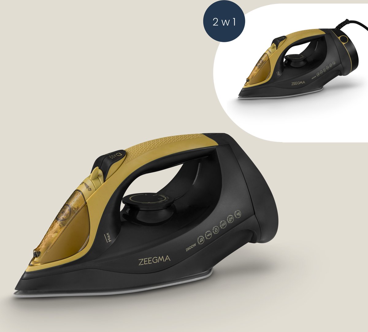 ZEEGMA IRONEE BASE Fer à Repasser Filaire avec Revêtement Céramique 3100 W, 40 g/min à Sec et à
