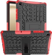 Rugged Kickstand Back Cover - Geschikt voor Samsung Galaxy Tab A9 Plus Hoesje - Rood