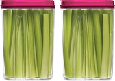 Plasticforte Voedselcontainer strooibus - 2x - roze - 1500 ml - kunststof - voorraadpotten