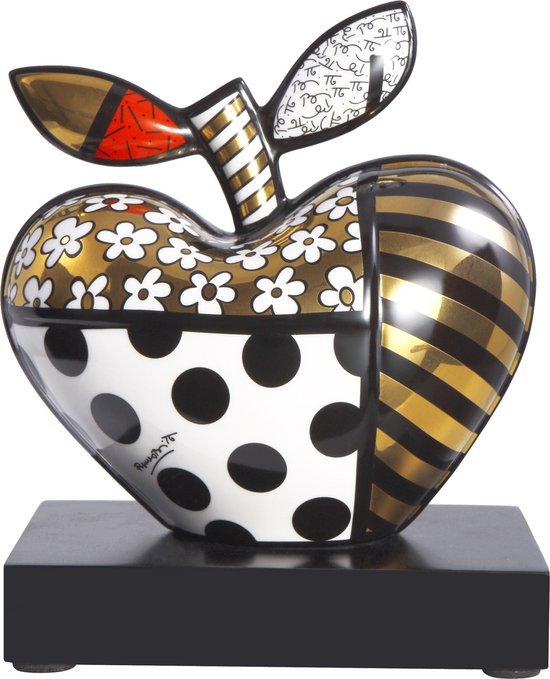 Goebel - Romero Britto | Decoratief beeld / figuur Golden Big Apple 18 | Porselein - 18cm - met echt goud