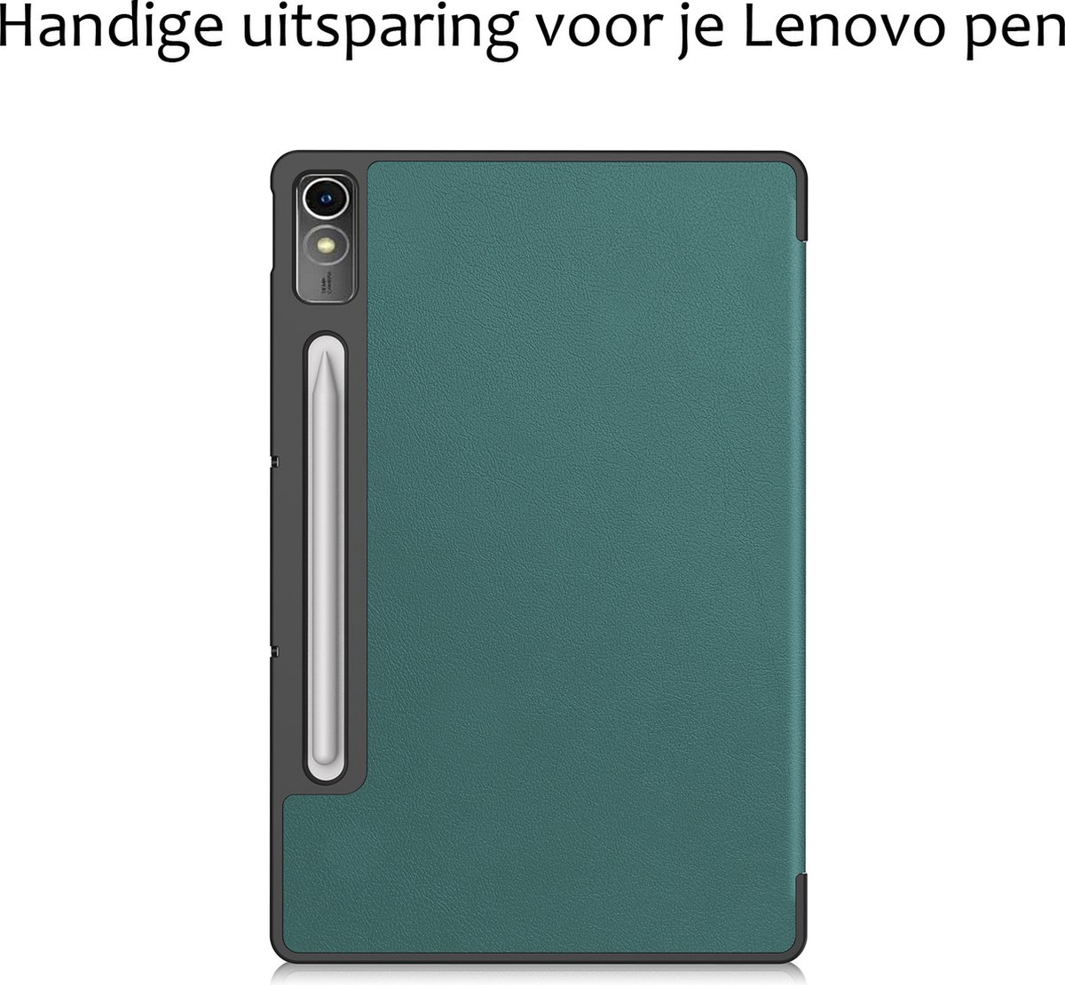 Hoes Geschikt voor Lenovo Tab P12 Hoes Book Case Hoesje Trifold Cover Met Uitsparing Geschikt voor Lenovo Pen Met Screenprotector - Hoesje Geschikt voor Lenovo Tab P12 Hoesje Bookcase - Donkergroen