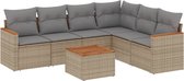 vidaXL - 7-delige - Loungeset - met - kussens - poly - rattan - gemengd - beige
