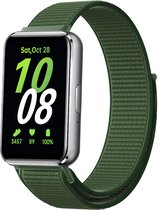 Strap-it Smartwatch nylon bandje met klittenbandsluiting - geschikt voor Samsung Galaxy Fit 3 (groen)