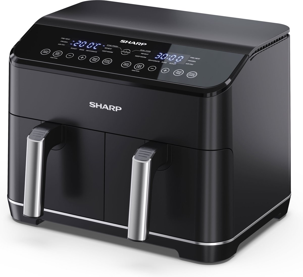 Afbeelding 2 van Sharp AF-GD82AE-B dubbele Airfryer - 2x 4 liter - 1800 Watt