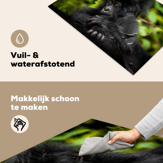 KitchenYeah® Inductie beschermer 76x51.5 cm - Close-up jonge gorilla - Kookplaataccessoires - Afdekplaat voor kookplaat - Inductiebeschermer - Inductiemat - Inductieplaat mat
