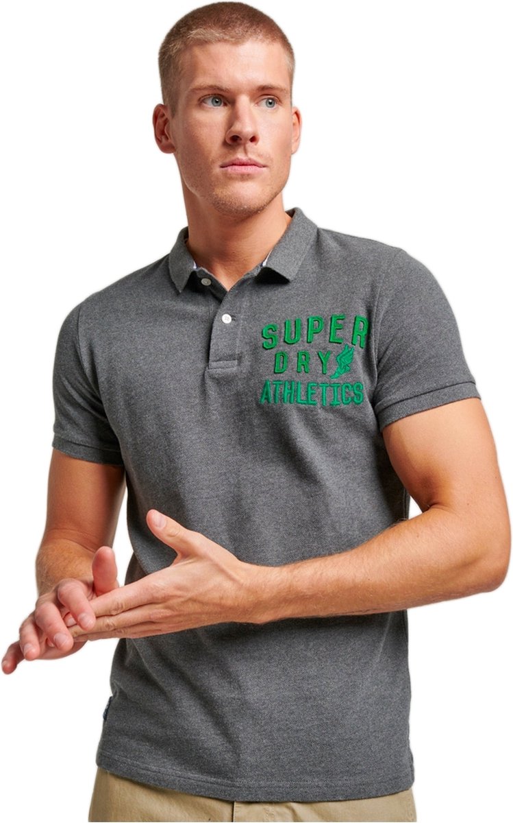 Superdry Vintage Superstate Korte Mouw Poloshirt Man Rich Charcoal Marl