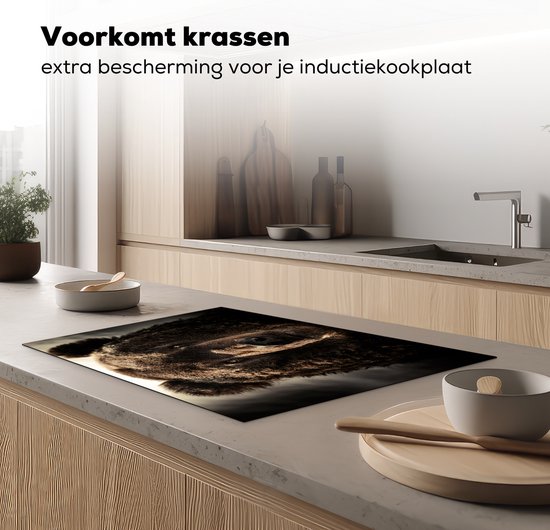 KitchenYeah® Inductie beschermer 77x51 cm - Close-up bruine beer - Kookplaataccessoires - Afdekplaat voor kookplaat - Inductiebeschermer - Inductiemat - Inductieplaat mat