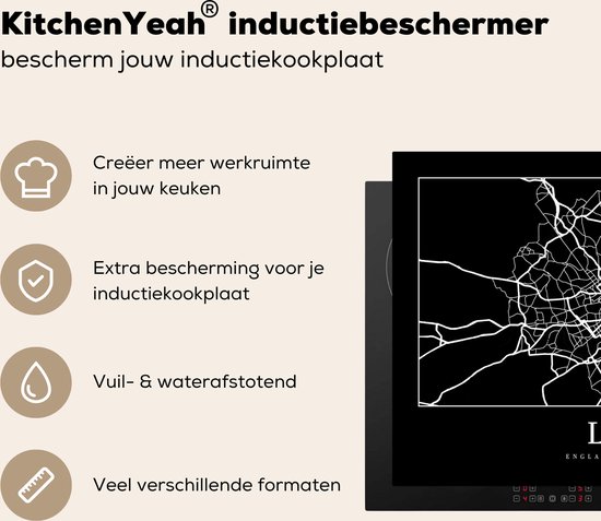 KitchenYeah® Inductie beschermer 77x51 cm - Kaart - Stadskaart - Londen - Plattegrond - Kookplaataccessoires - Afdekplaat voor kookplaat - Inductiebeschermer - Inductiemat - Inductieplaat mat