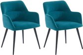 Set van 2 stoelen HEKA - Met armleuningen - Stof en metaal - Blauw L 59.5 cm x H 78 cm x D 61 cm