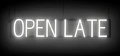 OPEN LATE - Lichtreclame Neon LED bord verlicht | SpellBrite | 84 x 16 cm | 6 Dimstanden - 8 Lichtanimaties | Reclamebord neon verlichting