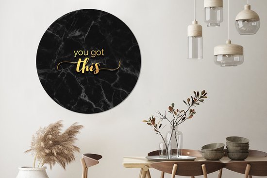 WallCircle - Cercle mural ⌀ 150 - Citations - Motivation - Or - Marbre - Tableaux ronds salon - Plaque murale ronde - Cercle de Décoration murale - Décoration de chambre à l'intérieur - Cercle Décoration murale - Accessoires de maison