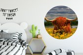 Cercle Mural - Cercle Mural Intérieur - Highlander écossais - Animaux - Fleurs - ⌀ 140 cm - Décoration murale - Peintures Ronds