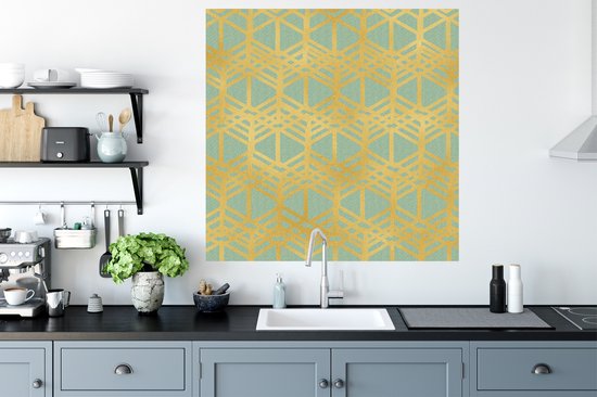 Stickers muraux - Motifs - Luxe - Or - Vert - 100x100 cm - Film Adhésif XXL