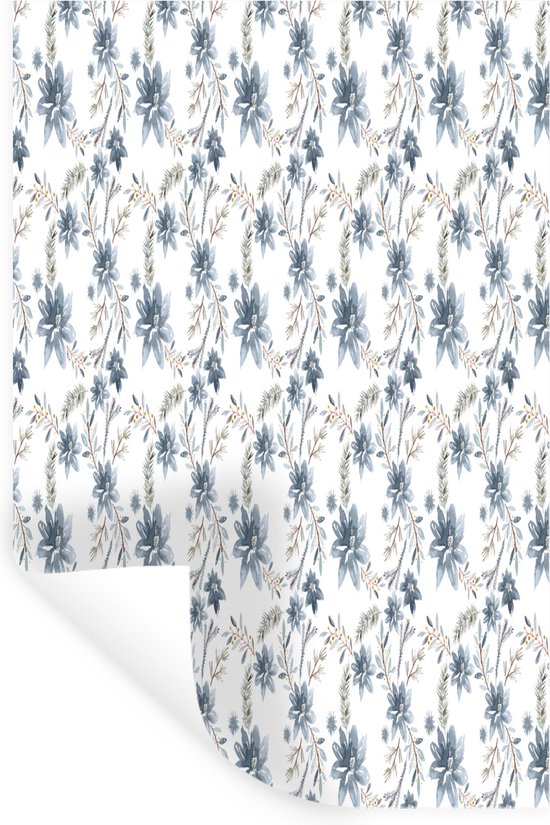 Stickers Stickers muraux - Fleurs - Motif - Blauw - 60x90 cm - Feuille adhésive