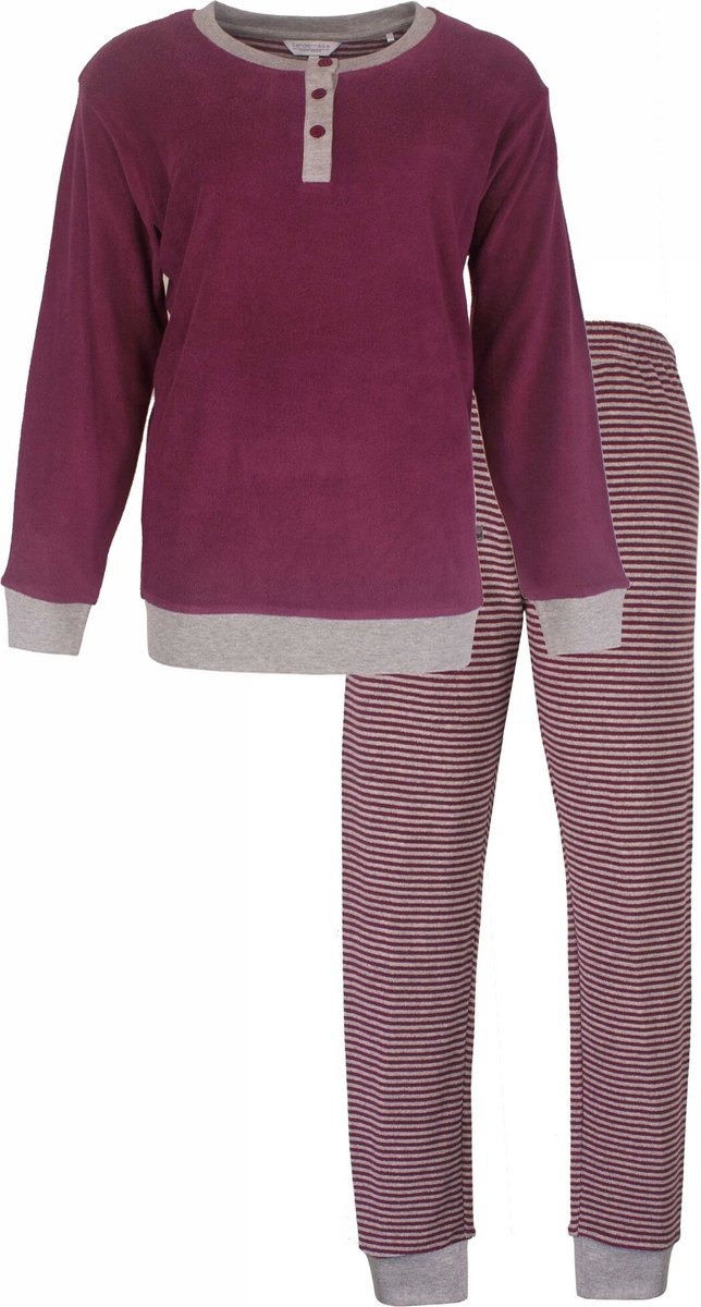 Tenderness Dames Pyjama - Badstof - Gestreept Dessin - Rood - Maat XXL