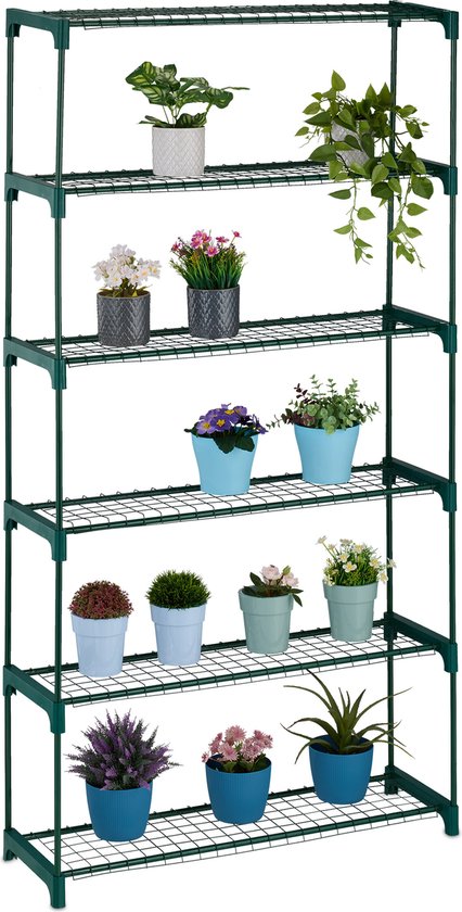 Foto: Relaxdays plantenstandaard binnen 6 etages metaal 173 x 91 x 28 5 cm hoog groen