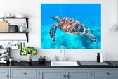 Muurstickers - Sticker Folie - Schildpad - Zee - Blauw - 120x90 cm - Plakfolie - Muurstickers Kinderkamer - Zelfklevend Behang - Zelfklevend behangpapier - Stickerfolie
