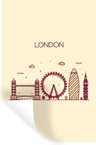 Sticker Muursticker Skyline illustration - Illustration skyline 'Londres' sur fond marron clair - 20x30 cm - film adhésif autocollant - sticker mural repositionnable