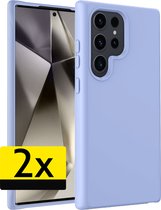 Hoesje Geschikt voor Samsung S24 Ultra Hoesje Siliconen Case - Hoes Geschikt voor Samsung Galaxy S24 Ultra Hoes Siliconen - Lichtblauw - 2 Stuks