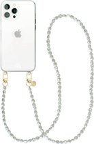 xoxo Wildhearts siliconen hoesje - Geschikt voor iPhone 13 Pro Max - Pearlfection - Telefoonhoesje - Hoesje met koord - Parelketting - lang telefoonkoord - Transparant hoesje (lange variant)