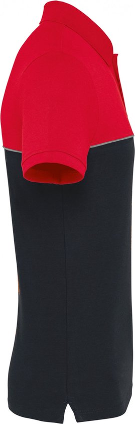 Polo Unisex XS WK. Designed To Work Kraag met knopen Korte mouw Black / Red 60% Katoen, 40% Polyester