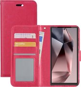 Hoes Geschikt voor Samsung S24 Ultra Hoesje Book Case Hoes Flip Cover Wallet Bookcase - Donkerroze
