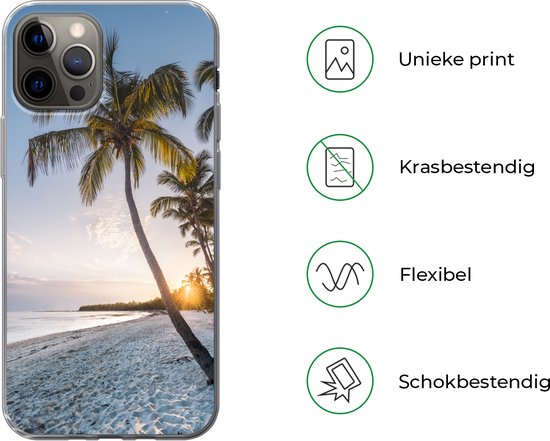 Coque iPhone 13 Pro - Plage - Coucher de soleil - Palmier - Siliconen - Noël - Cadeaux - Cadeaux chaussures