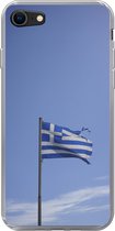 Geschikt voor iPhone 7 hoesje - Gescheurde Griekse vlag die wappert - Siliconen Telefoonhoesje