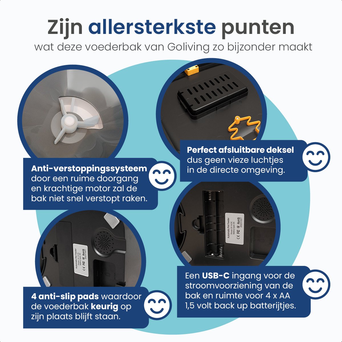 Gologi Automatische Voerbak 6L Zwart met Voice Recorder - afbeelding 2