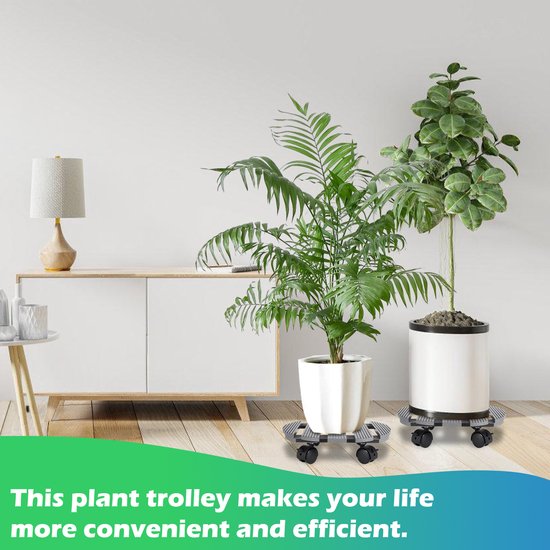 Plantenwagen - Houder met wieltjes - planten trolleys - Ronde - Grijs - Merkloos