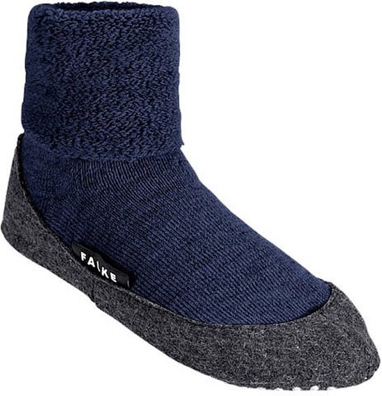 FALKE Cosyshoe Noppen op de zool wol huissokken heren blauw - maat 37-38