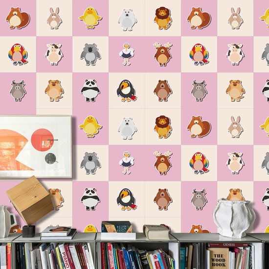 Ulticool Décoration Autocollant carrelages - Mignons Animaux Mignons Chambre d'enfant Bébé Bambin Enfant - 15x15 cm - 15 pièces Autocollants pour carrelage Autocollants pour meubles - Carrelage autocollant - Salle de bain - Cuisine