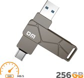 USB Stick - Dual Port - USB Stick 256 GB - USB 3.2 - USB-C - 110 MB/s - 360 Rotatie - Schokbestendig - Snel & duurzaam