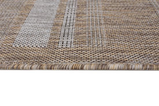 Tapiso Melissa Tapis Marron Grijs Intérieur Extérieur Cuisine Tapis à Poils Ras Taille - 120x170