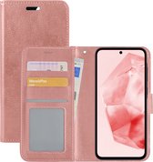 Hoes Geschikt voor Samsung A35 Hoesje Book Case Hoes Flip Cover Wallet Bookcase - Rosé goud.