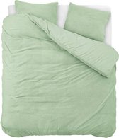 Droomtextiel Teddy Fleece Dekbedovertrek Groen Lits-Jumeaux 240x200/220 cm - Luxe Teddystof - Heerlijk Zacht