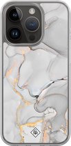Casimoda® hoesje - Geschikt voor iPhone 13 Pro - Marmer Grijs - 2-in-1 case - Schokbestendig - Marble design - Verhoogde randen - Grijs, Transparant
