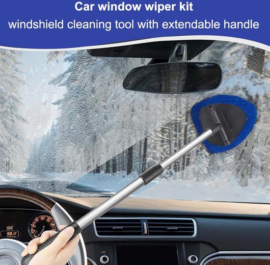 Outil Nettoyage Vitres Voiture Chiffon Microfibre Avec Poignée Pivotante
