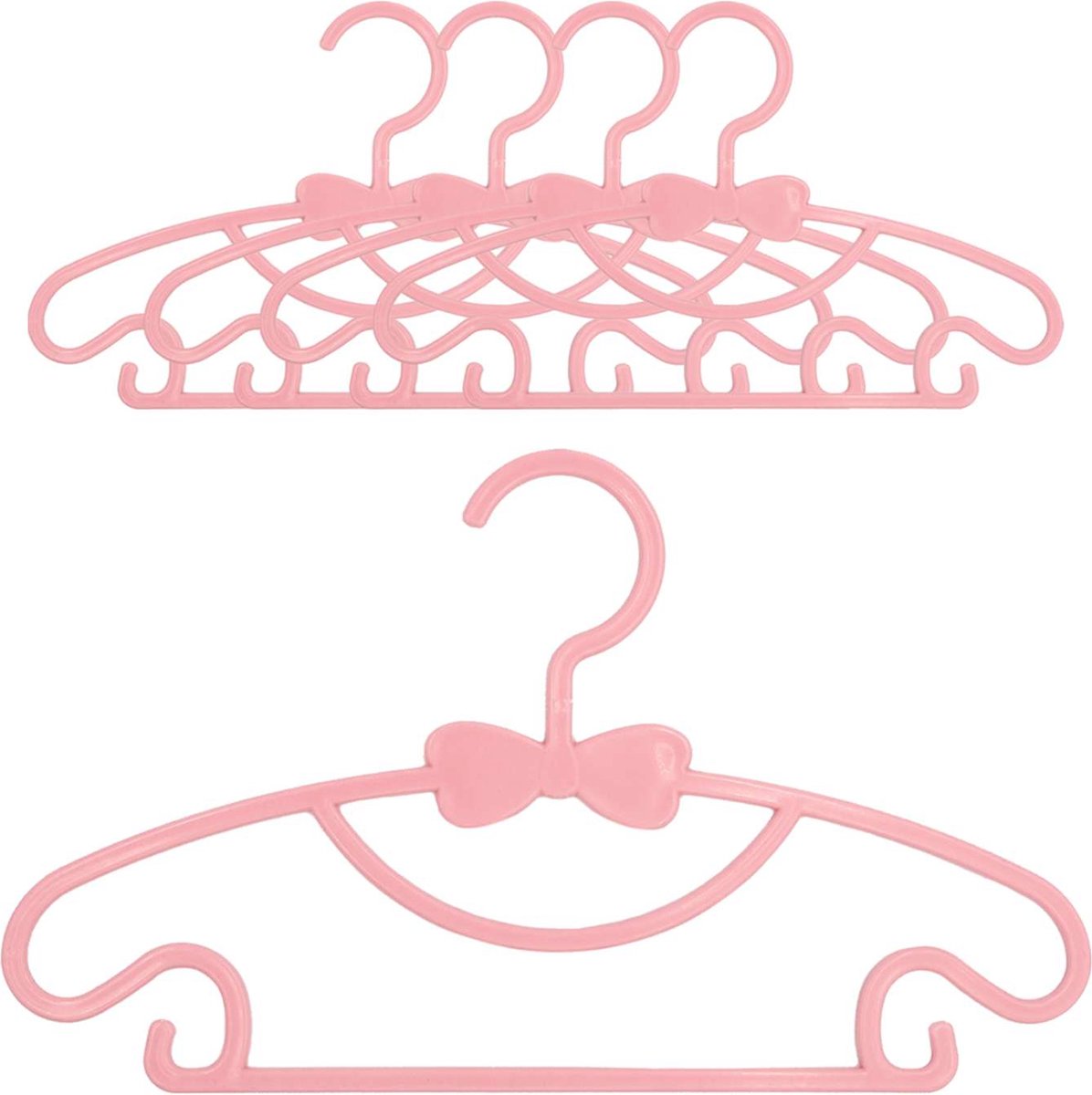 Intirilife 5x Kinderkledinghangers van plastic in Roze - 28.7 x 17 x 0.3 cm - Kledinghangers voor baby- en peuterkleding