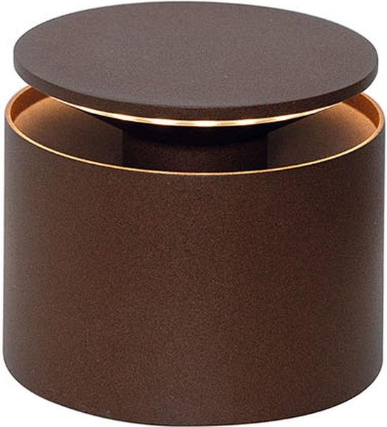 Zafferano Push Up Pro Tafellamp - Oplaadbare Buitenlamp Roest Bruin - Nachtlamp - IP54 Spatwaterdicht - Bureaulamp Snoerloos - Dimbare LED Lamp - Tuinlamp met Draadloos Oplaadstation - Ø 12cm