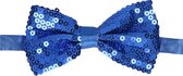 Vlinderstrikje/das kobalt blauw met pailletten verkleedaccessoires voor volwassenen - Feest strikjes
