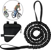 Trekkoord voor kinderen, tow rope met fietstas, frametas, elastisch, voor de fiets, trekkoord, trekkabel, zwart, trekkabel