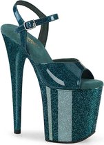 Pleaser - FLAMINGO-809GP Sandaal met enkelband, Paaldans schoenen - US 10 - 40 Shoes - Groen