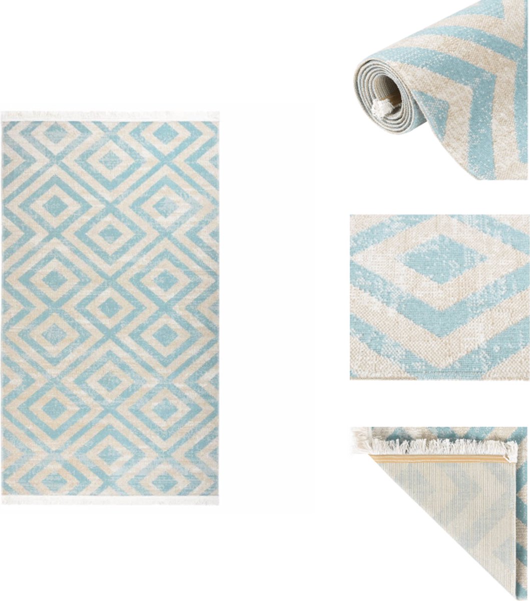 VidaXL Groen en beige tuinkleed 115 x 170 cm Dubbellaags jacquardpatroon Buitenkeuken