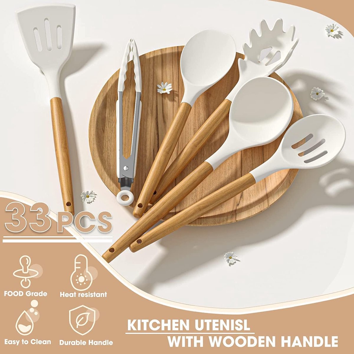 non-stick silicone cookware set, kitchen utensil set - Keukenhulpset - Keukengerei,33-Piece