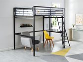 Hoogslaper CASUAL II - bed 140 x 190 cm - bureau - Antraciet L 254 cm x H 197 cm x D 146 cm