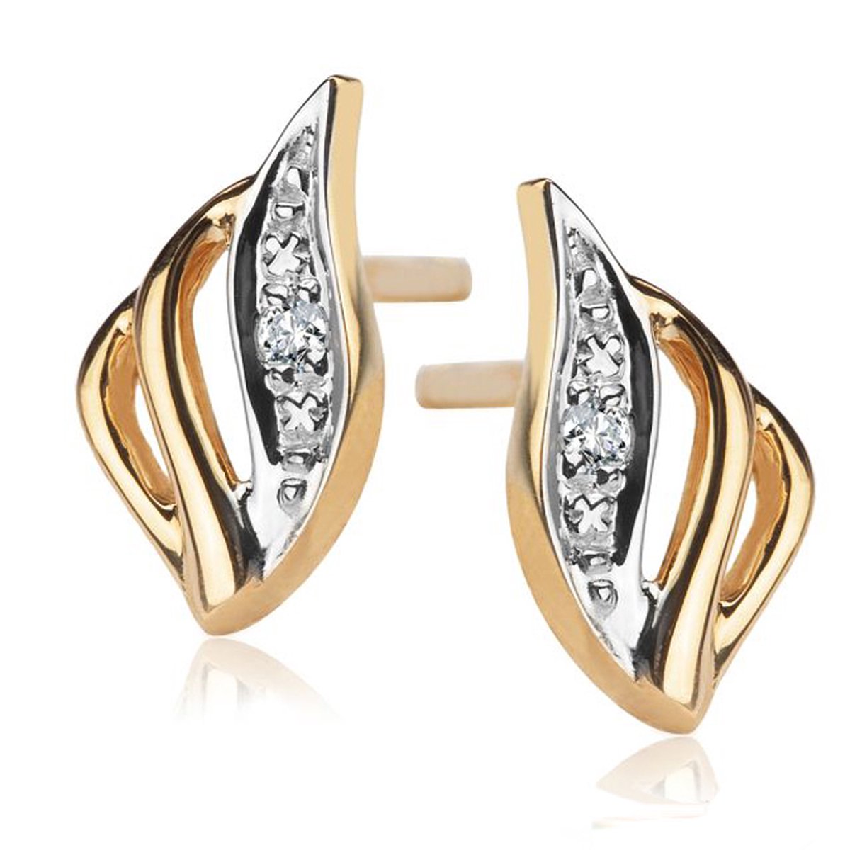 Juwelier Zwartevalk - 14 karaat gouden bicolor oorbellen - 12.322