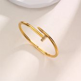 Bracelet doré - 19 cm - design ongles chic - Unisexe - Taille 19 - cadeau parfait - cadeau Noël - bijoux tendance - bijou